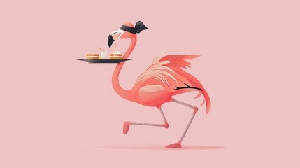 Fototapeta premium Cute Minimalist Animal Doing Funny Activities for Desktop Wallpaper or Screensaver