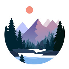 Cute mountains under the blue sky