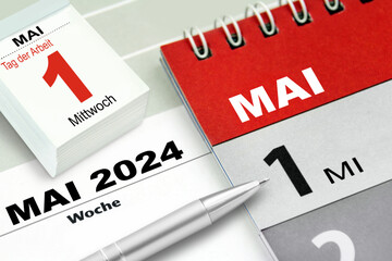 Deutscher Kalender Datum 1. Mai  2024 Tag der Arbeit - 760421125