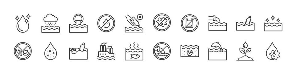 set of water icons, water pollution, environment
