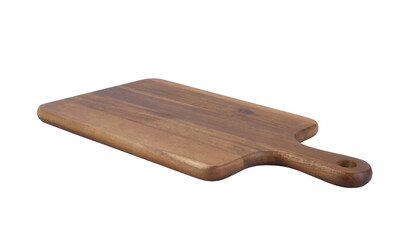 Wooden chopping board isolated on white background.