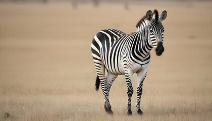 A Zebra With Its Distinctive Black And White Strip - obrazy, fototapety, plakaty