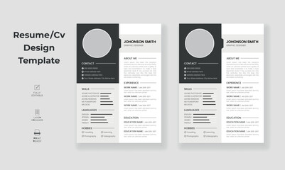 modern and creative professional resume or cv design template, minimalist cv design layout, clean resume design with unique cv template.