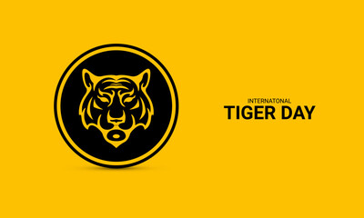 International Tiger day, Tiger face line art, Save Tiger concept, design for poster, banner, vector illustration.