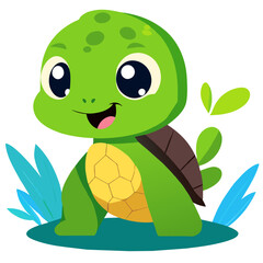Fototapeta premium Behold this adorable turtle amidst nature's vibrant charm.