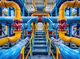 Water valves in power substations supply clean water in large industrial estates, industrial interiors and pipes, and Industrial plumbing.