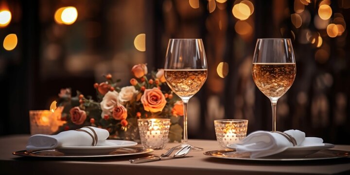 Wine Glasses Set Table Part Inviting Dinner Setting