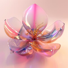 3d effect glow cute small flower Three dimensional on bright background