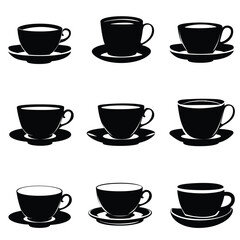 coffee glass  silhouette vector set design