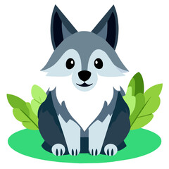 Fototapeta premium A fluffy wolf cub explores its natural habitat in this adorable nature photograph.