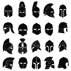 royal helmet  silhouette vector set design
