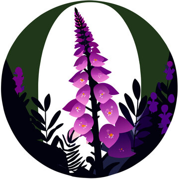 Foxglove with beautiful flowers that have unique shapes and colors bloom in nature.