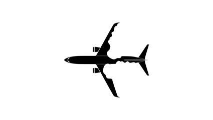 airplane in the clouds, black isolated silhouette