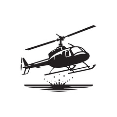 Sky Guardians: Helicopter Silhouette Vector for Airborne Missions and Emergency Response Designs. Helicopter Black Illustration.
