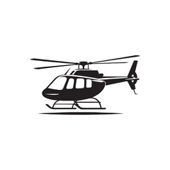 Sky Guardians: Helicopter Silhouette Vector for Airborne Missions and Emergency Response Designs. Helicopter Black Illustration.