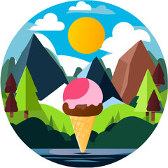 Enticing ice cream served in a natural setting, captured in a captivating image.