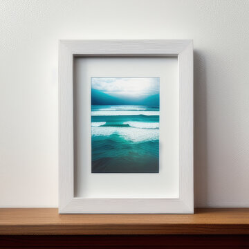 wall art mockup, frame mockup on a white wall , summer collection