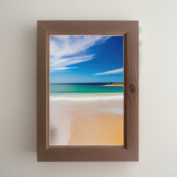 wall art mockup, frame mockup on a white wall , summer collection