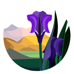 Majestic iris blooms amidst lush greenery, capturing nature's vibrant hues.