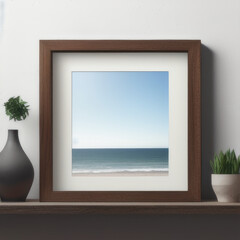 wall art mockup, frame mockup on a white wall , summer collection