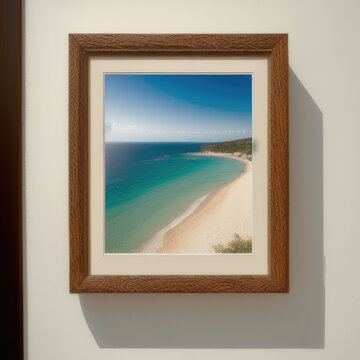wall art mockup, frame mockup on a white wall , summer collection