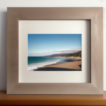 wall art mockup, frame mockup on a white wall , summer collection
