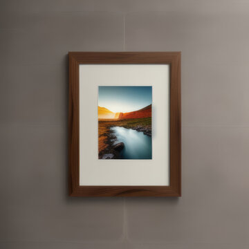 wall art mockup, frame mockup on a white wall , summer collection