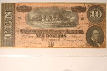 Confederate Ten Dollar Vintage Paper Money