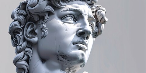 Stylish Greek Deity Head Graphic 3D Illustration. - obrazy, fototapety, plakaty