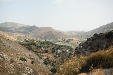 Mountain ranges and countryside views of the beautiful Crete landscape