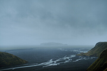 Beautiful Icelandic nature shoreline cliff viewpoint