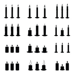 candle silhouette vector set design	