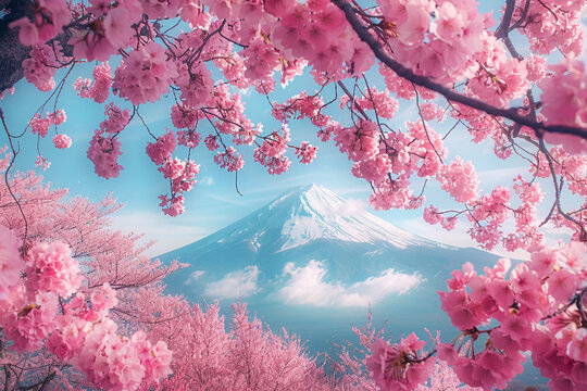 Mount Fuji and cherry blossoms iconic Japanese landscape