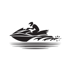 Wave Riders: Jet Ski Silhouette Vector for Thrilling Water Sports Designs and Beach-themed Projects, Jet ski illustration.