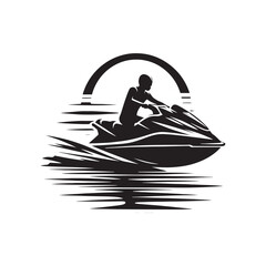 Wave Riders: Jet Ski Silhouette Vector for Thrilling Water Sports Designs and Beach-themed Projects, Jet ski illustration.