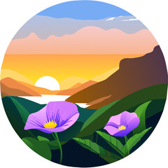 Fototapeta na wymiar Morning glory blooms in vibrant shades of purple, highlighted by the soft morning light.