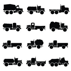 truck silhouette vector set design	