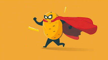 Fototapeta premium Cute Minimalist Potato and Avocado Superheroes Cartoon for Wallpaper and Educational Purposes