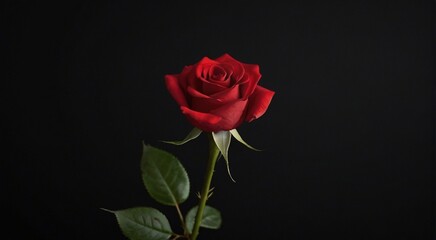 Fototapeta premium Fresh beautiful rose black background