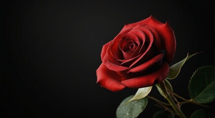 Fototapeta premium Fresh beautiful rose black background