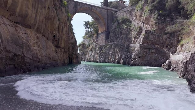 Beautiful Fiordo di Furore beach in Amalfi coast, Italy