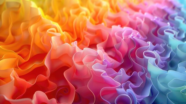 Colorful Ruffles A Conceptual 3D Render, To convey the concept of Conceptual learning in a visually appealing and engaging way