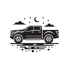 Truckin' Tales: Pickup Truck Silhouette Vector Set for Rustic Designs and Country-themed Projects. Pickup truck illustration.