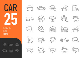 Car Line Editable Icons set. Vector illustration in modern thin line style of vehicle related icons: car repair, car wash, tech review, and more. Pictograms and infographics for mobile apps