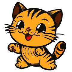 a illustration of a cute kids cat with orange color 