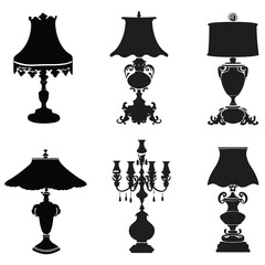 decorative lights silhouette vector set design	