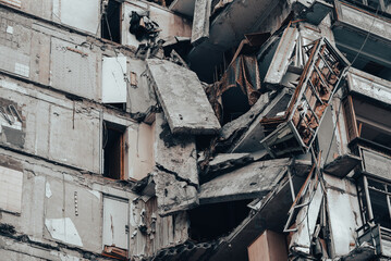 destroyed and burned houses in the city Russia Ukraine war