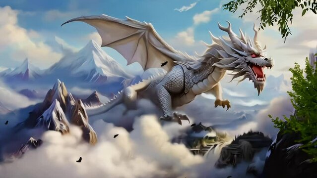 the dragon in the mountains seamless looping 4k animations videos