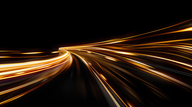 3D images are blurry and exploding. On curves with futuristic and glowing fantasy effects. Gradient on graphics Highway lane lighting is a fast and dynamic science for energy and movement at night.