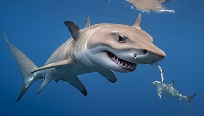 A Hammerhead Shark With Its Mouth Full Of Prey Upscaled 3